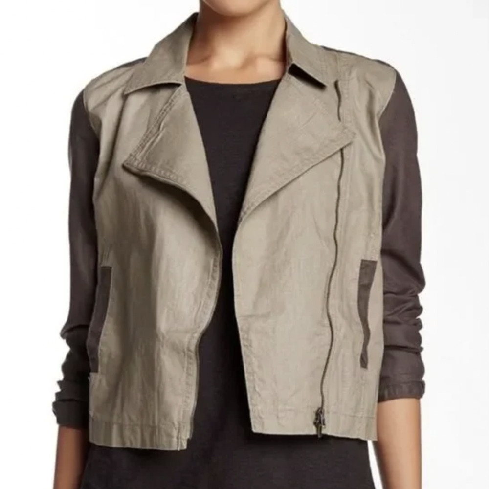 Eileen Fisher NEW Linen Moto Jacket
